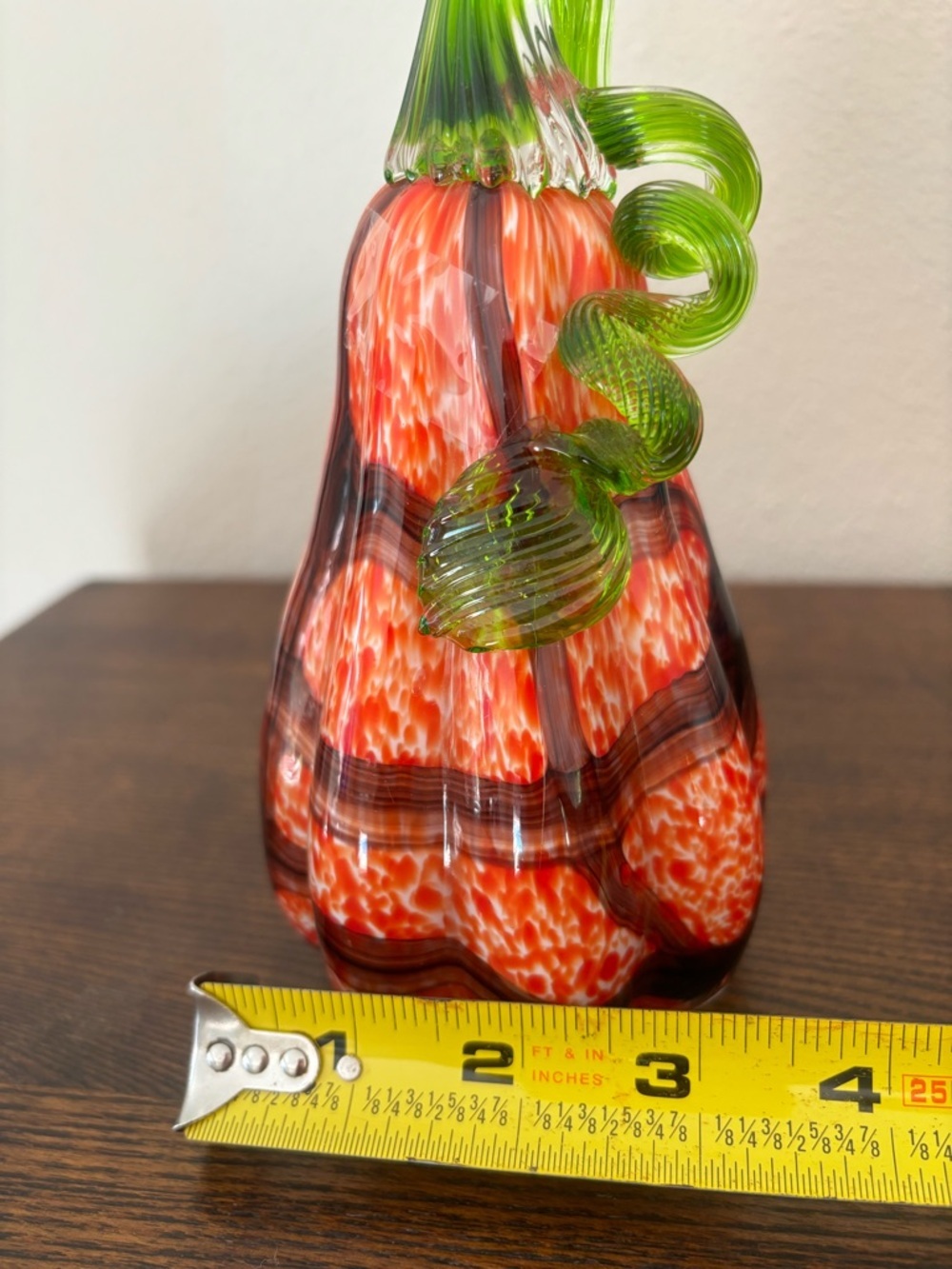 hand-blown orange and red mosaic glass gourd by Global Village Glass - Picture 7 of 8